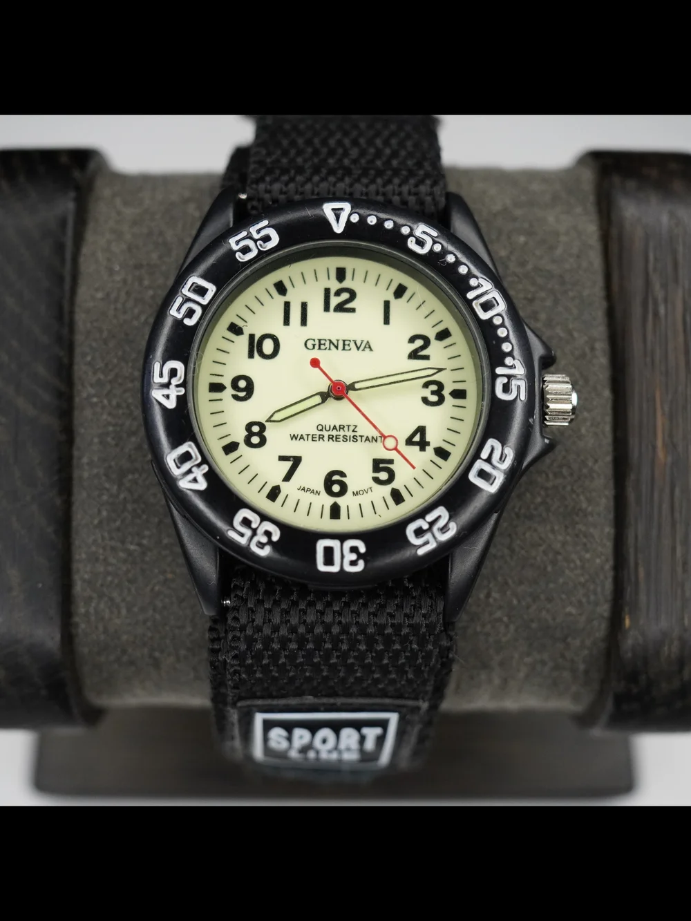 Geneva RW-34 Men's Quartz Sport Watch Luminous Dial Black Nylon Band Japan Movt